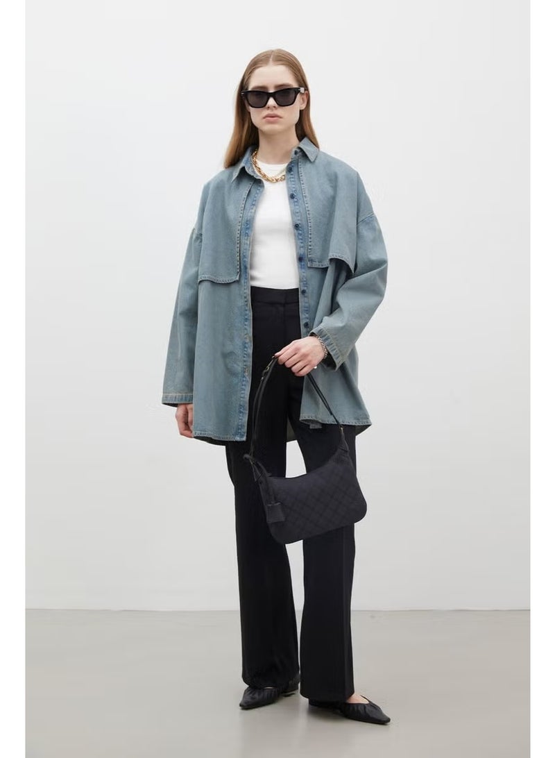 Manuka Trench Design Denim Jacket Dark Blue - Image 2